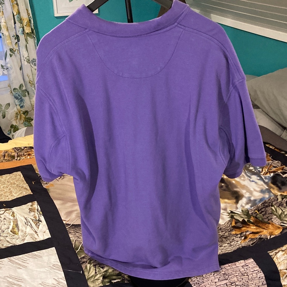 Orvis Purple Polo with Colorful Embroidered Fly Motif - Picture 5 of 7
